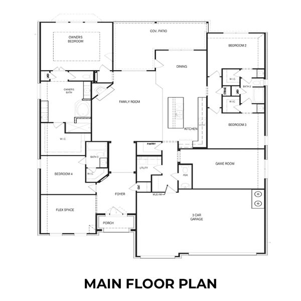2D floor plan layout for the The Garner A by Davidson Homes LLC in The Reserve at Potranco Oaks, Castroville, TX (Image 5).