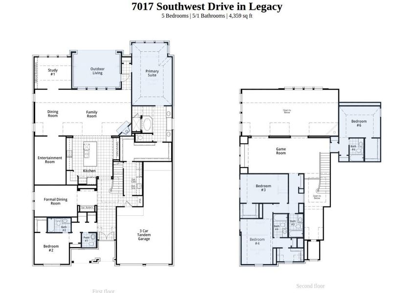 2D floor plan layout of this home in Legacy, League City, TX (Image 3).