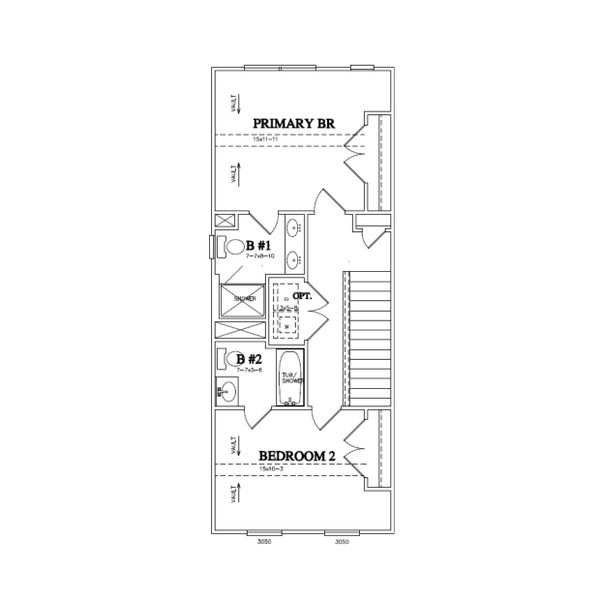 2D floor plan layout for the Units A-F by Red Cedar Homes in West End Townhomes, Charlotte, NC (Image 6).