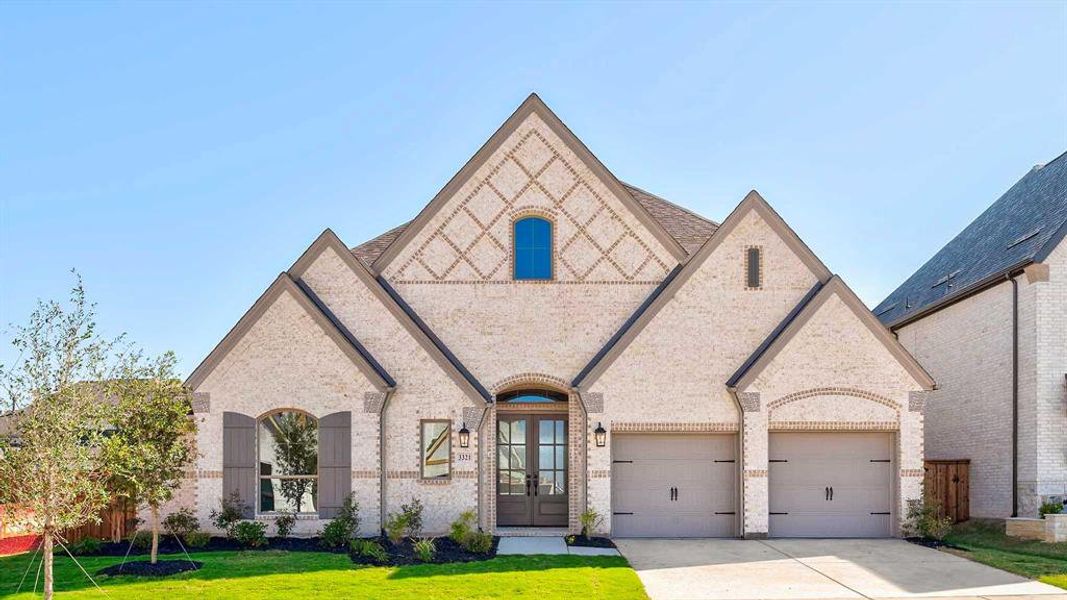 Front exterior of a new home in North Sky 65', Celina, TX, highlighting curb appeal (Image 1). Front exterior of a new home in North Sky 65', Celina, TX, highlighting curb appeal (Image 1).