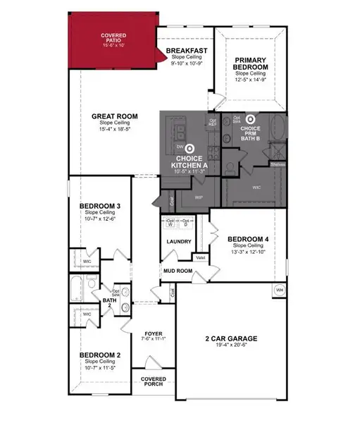 2D floor plan layout of this home in Montgomery Ridge, Montgomery, TX (Image 3).