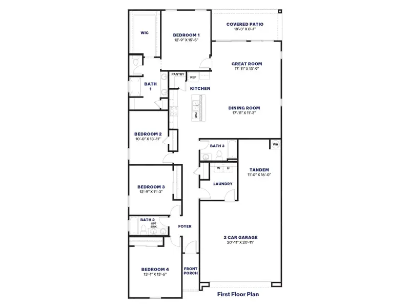 2D floor plan layout of this home in Entrada Del Oro, Gold Canyon, AZ (Image 4).