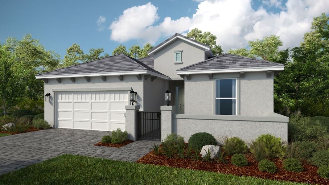 Representative exterior photo of a completed home built from the Sereno by Taylor Morrison in Esplanade at McKinnon Groves, Winter Garden, FL (Image 5).