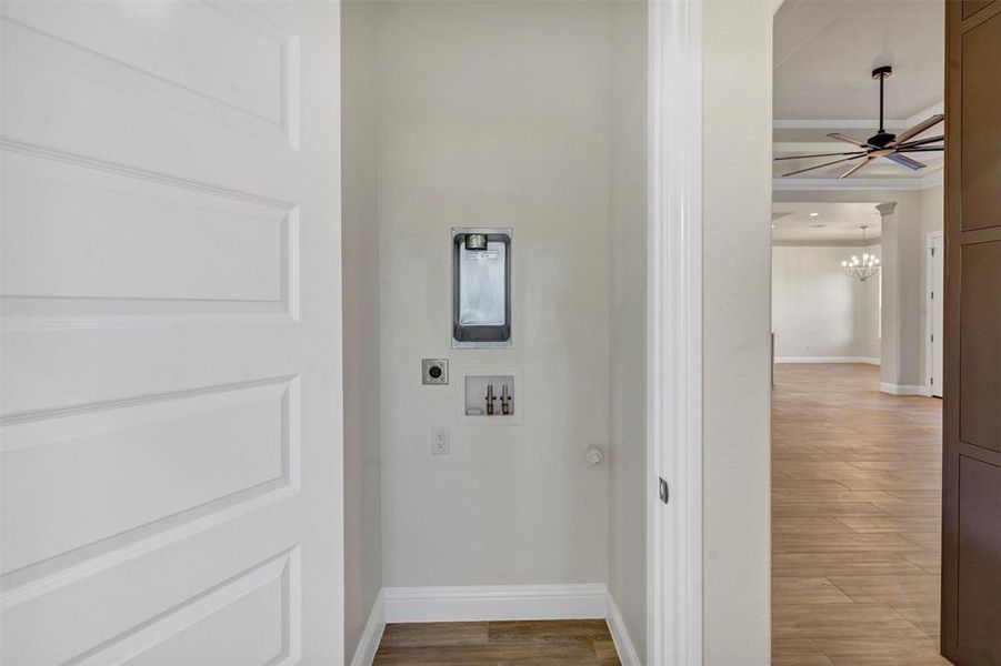 Stacking laundry in secondary bedroom area
