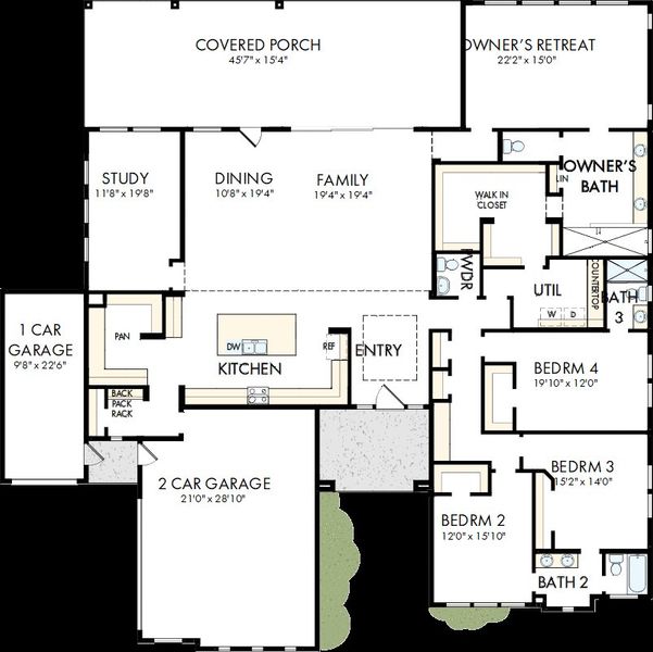 2D floor plan layout of this home in Lakeview - Estate Collection, Waller, TX (Image 2). 2D floor plan layout of this home in Lakeview - Estate Collection, Waller, TX (Image 2).