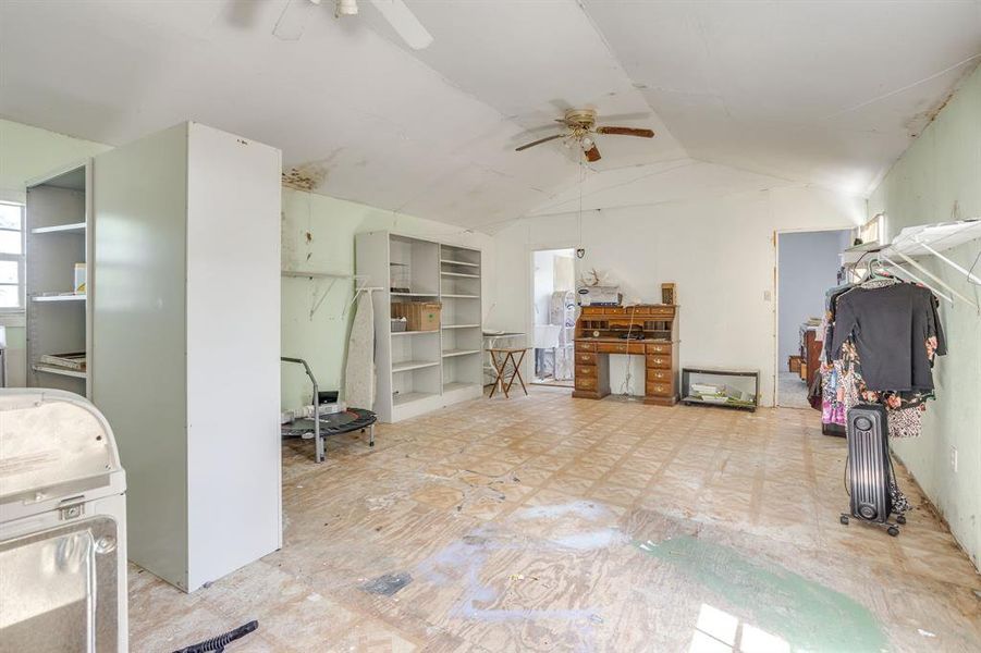 Addition behind home with bedroom and bathroom
