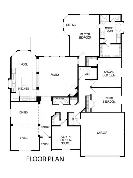 2D floor plan layout for the Seville 2500 F by First Texas Homes in Bear Creek, Cedar Hill, TX (Image 4).