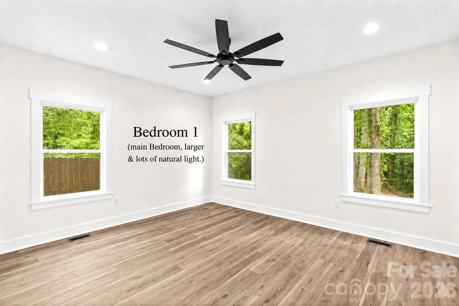 Main Bedroom or Bedroom 1 with lots of natural light.