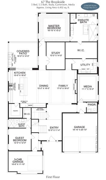 2D floor plan layout for the Toscana by Landon Homes in Fields Reserve - 70's, Frisco, TX (Image 3).