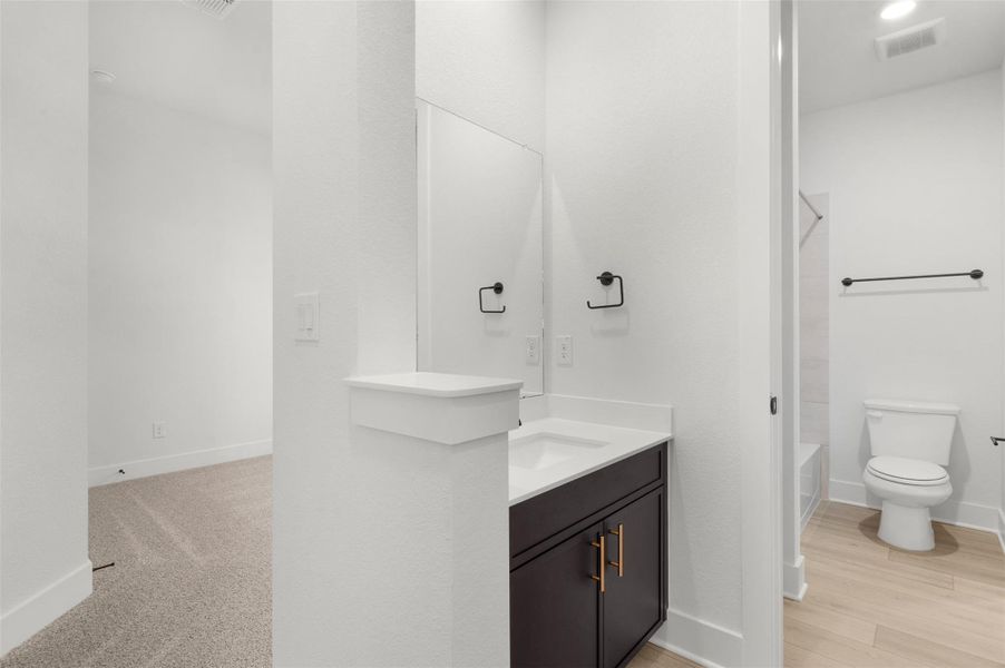 Full bathroom with vanity and shower / bathtub combination