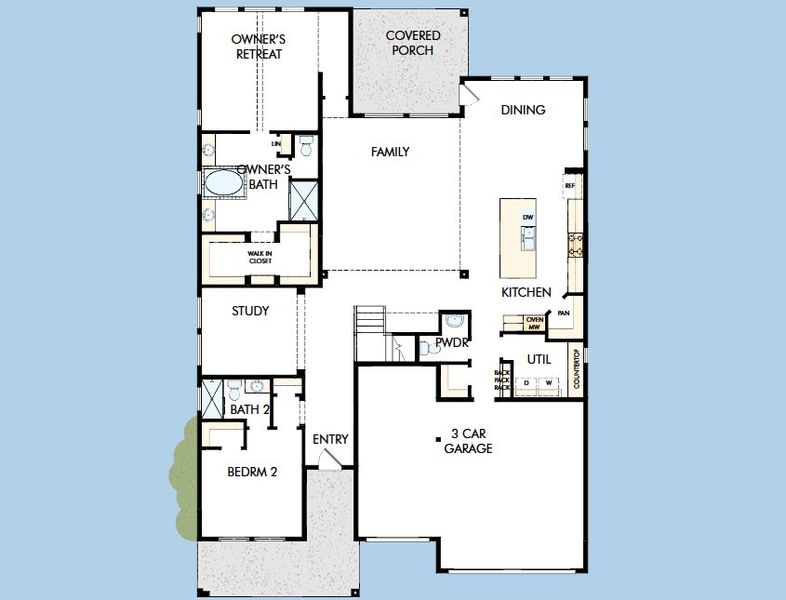 2D floor plan layout for the The Rockwall by David Weekley Homes in Goodland – Manor Series, Grand Prairie, TX (Image 4). 2D floor plan layout for the The Rockwall by David Weekley Homes in Goodland – Manor Series, Grand Prairie, TX (Image 4).