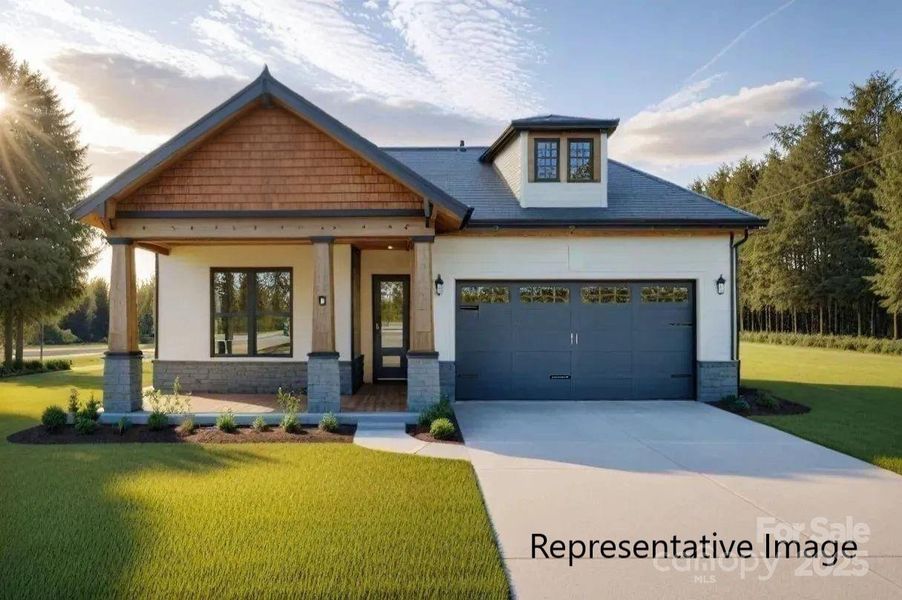 Front exterior of a new home in , Cornelius, NC, highlighting curb appeal (Image 1).