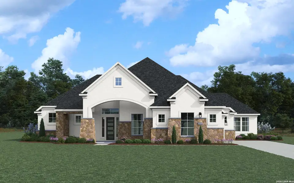 Front exterior of a new home in , San Antonio, TX, highlighting curb appeal (Image 1). Front exterior of a new home in , San Antonio, TX, highlighting curb appeal (Image 1).