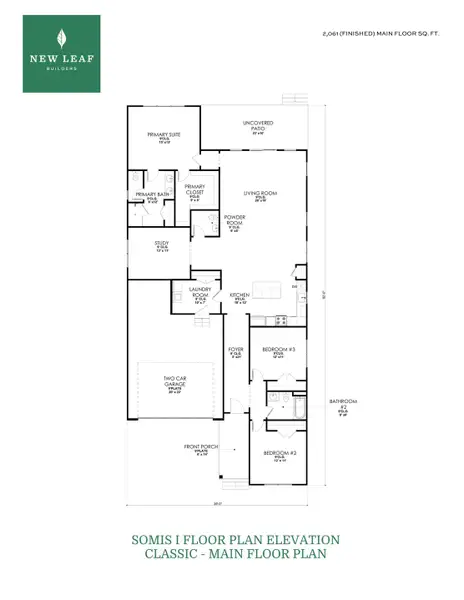 2D floor plan layout for the The Somis I by New Leaf Builders in East Lake, Leland, NC (Image 3).