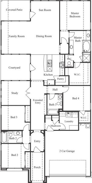 2D floor plan layout for the 2305 by Texas Homes in Ventana, Bulverde, TX (Image 3).