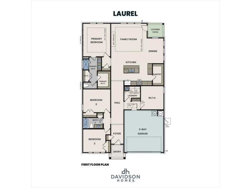 2D floor plan layout for the The Laurel K by Davidson Homes LLC in Kelly Preserve, Loganville, GA (Image 3).