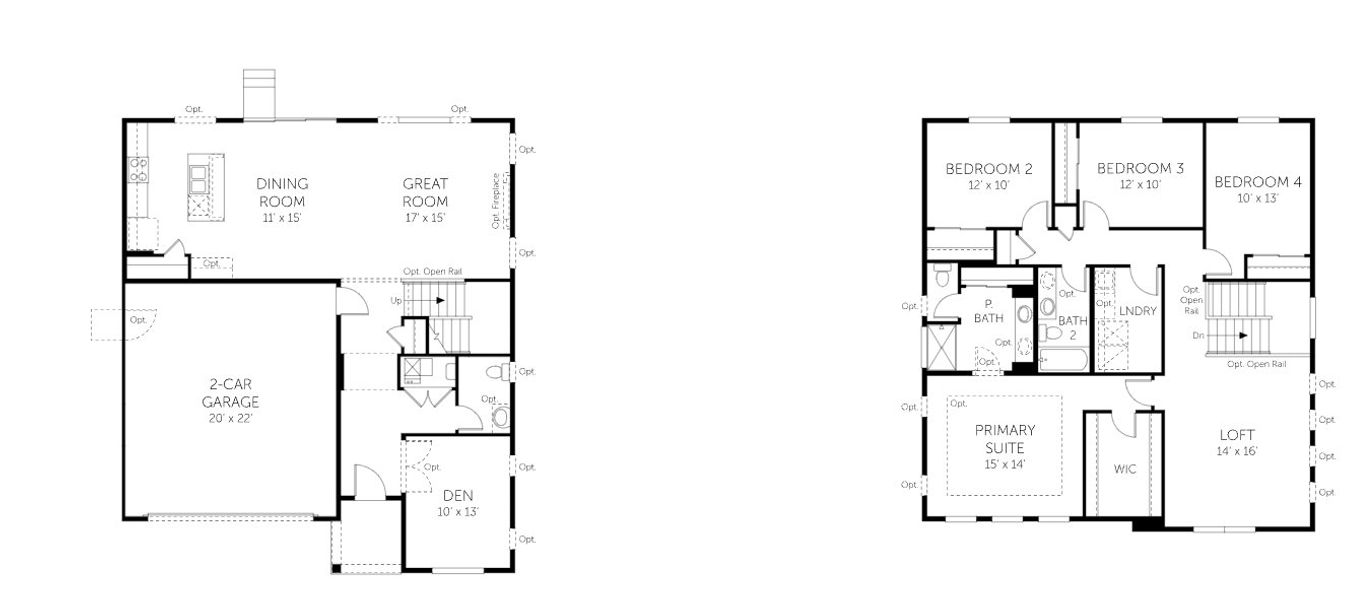 2D floor plan layout for the Sierra - Single Family Homes by Dream Finders Homes in Wolf Creek Run, Strasburg, CO (Image 3).