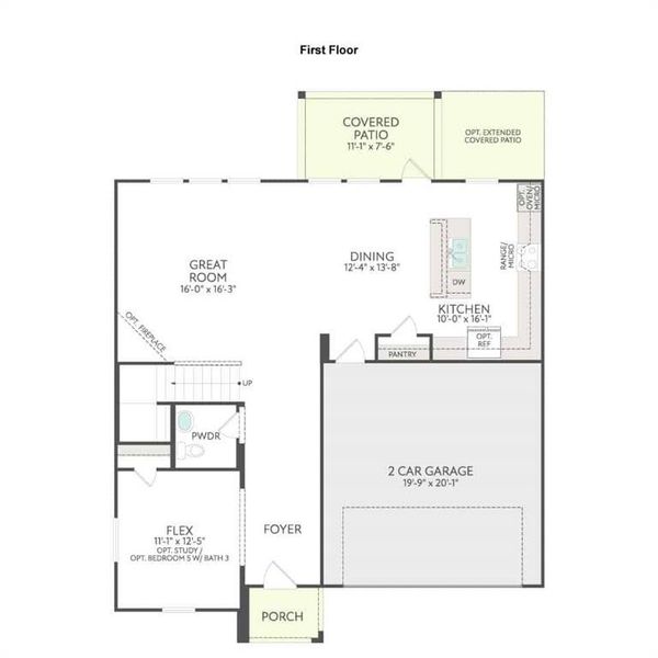 2D floor plan layout of this home in Discovery Collection at View at the Reserve, Mansfield, TX (Image 4).