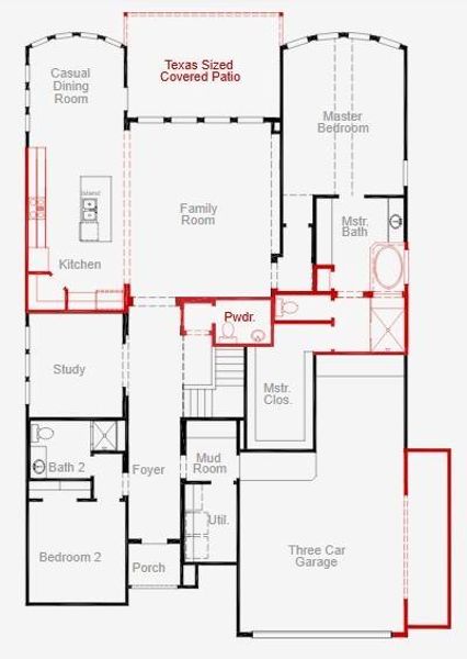 2D floor plan layout of this home in Bridgeland, Cypress, TX (Image 5).