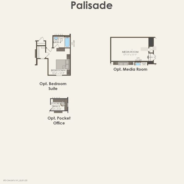2D floor plan layout for the Palisade by Pulte Homes in Anna Town Square, Anna, TX (Image 26).