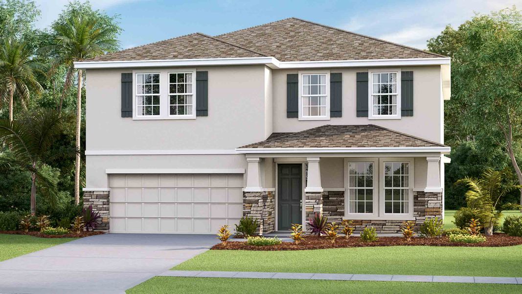 Representative exterior photo of a completed home built from the Holden by D.R. Horton in Twisted Oaks, Wildwood, FL (Image 24). Representative exterior photo of a completed home built from the Holden by D.R. Horton in Twisted Oaks, Wildwood, FL (Image 24).