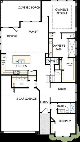 2D floor plan layout of this home in Windsong - Reserve Series, Boerne, TX (Image 2).