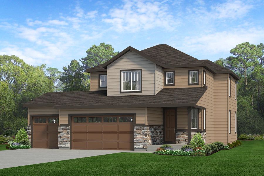 Representative exterior photo of a completed home built from the Telluride by Landsea Homes in Cherry Meadows, Brighton, CO (Image 19). Representative exterior photo of a completed home built from the Telluride by Landsea Homes in Cherry Meadows, Brighton, CO (Image 19).