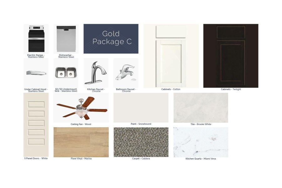Visualize your future home's finishes with this comprehensive selection of appliances, fixtures, and materials.