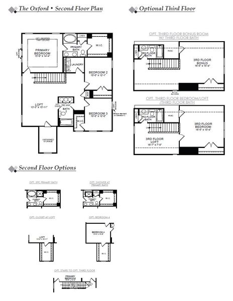 2D floor plan layout for the Oxford by Eastwood Homes in Parker's Preserve, Ridgeville, SC (Image 4).