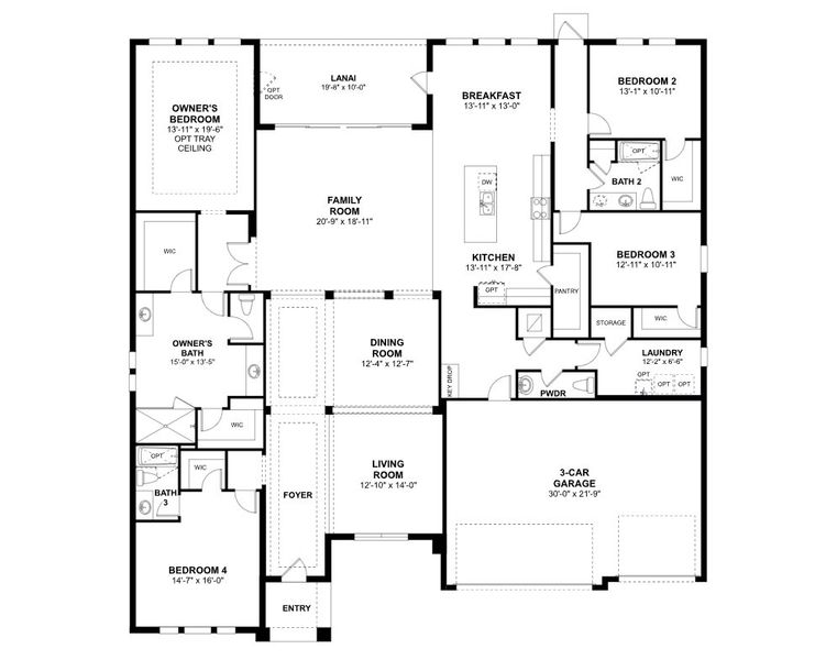 2D floor plan layout for the San Marino II Fl by M/I Homes in Willow Run, Apopka, FL (Image 3). 2D floor plan layout for the San Marino II Fl by M/I Homes in Willow Run, Apopka, FL (Image 3).