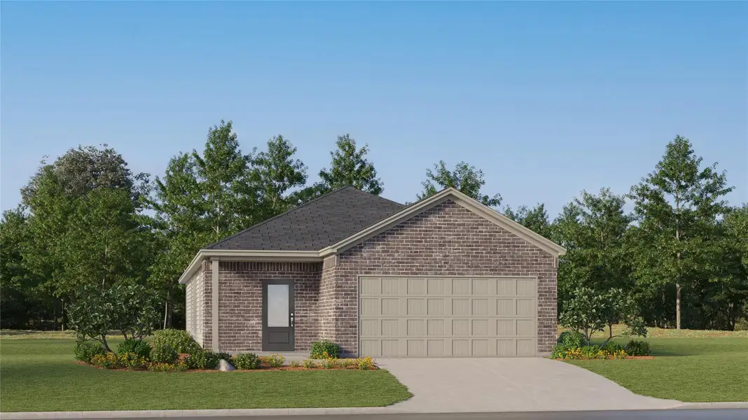 Front exterior of a new home in Winfield Park, Hutto, TX, highlighting curb appeal (Image 1). Front exterior of a new home in Winfield Park, Hutto, TX, highlighting curb appeal (Image 1).