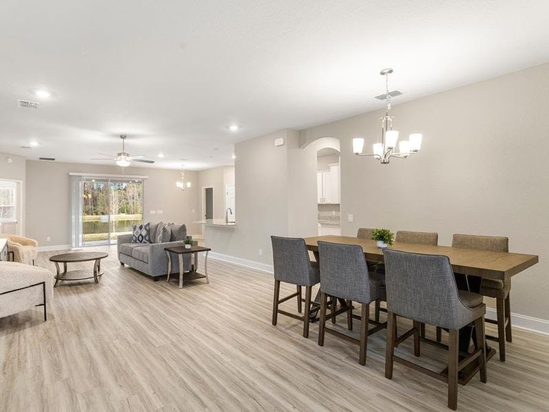 Enjoy both formal and casual dining spaces, along with in-kitchen seating at the breakfast bar.