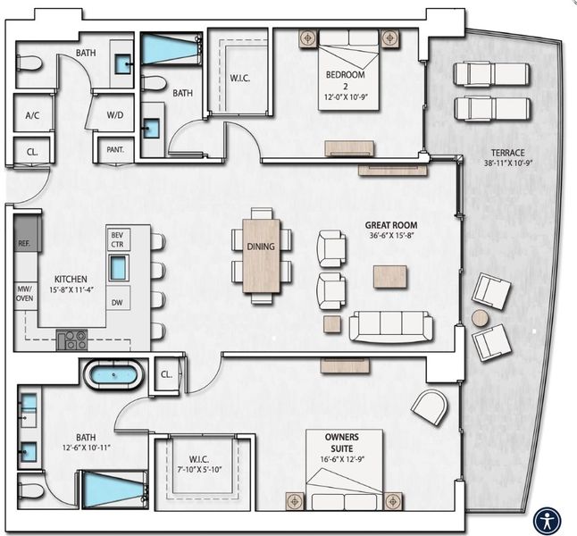 2D floor plan layout for the A10 by Forest Development in Nautilus 220, Lake Park, FL (Image 1).