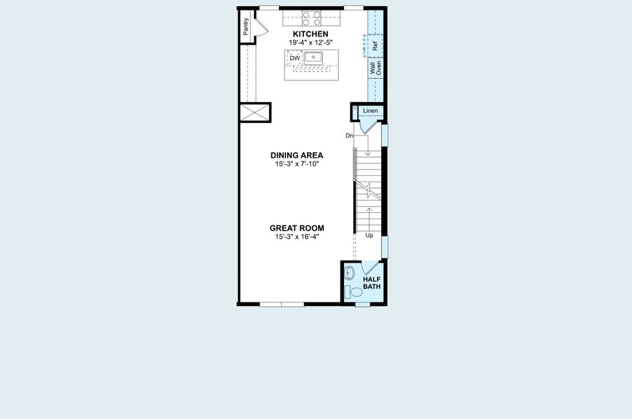 2D floor plan layout of this home in Townes at Northlake, Oviedo, FL (Image 3).