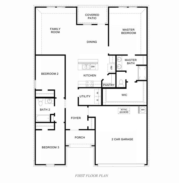 2D floor plan layout of this home in Watermark, Alvin, TX (Image 2).