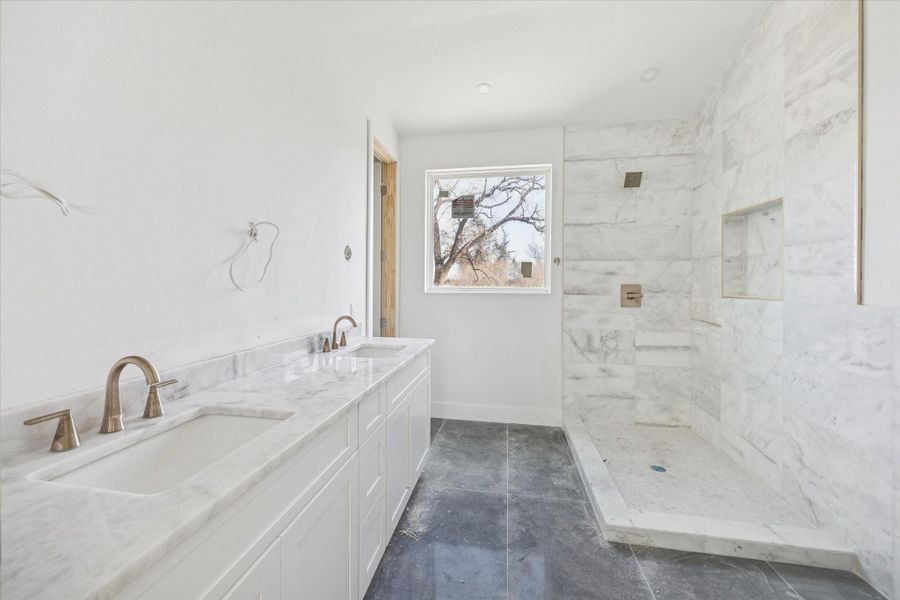 View of the primary bathroom as of February 12, 2026.