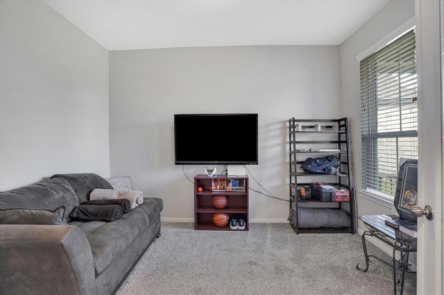 Another view of the bonus room/office with French Doors for privacy