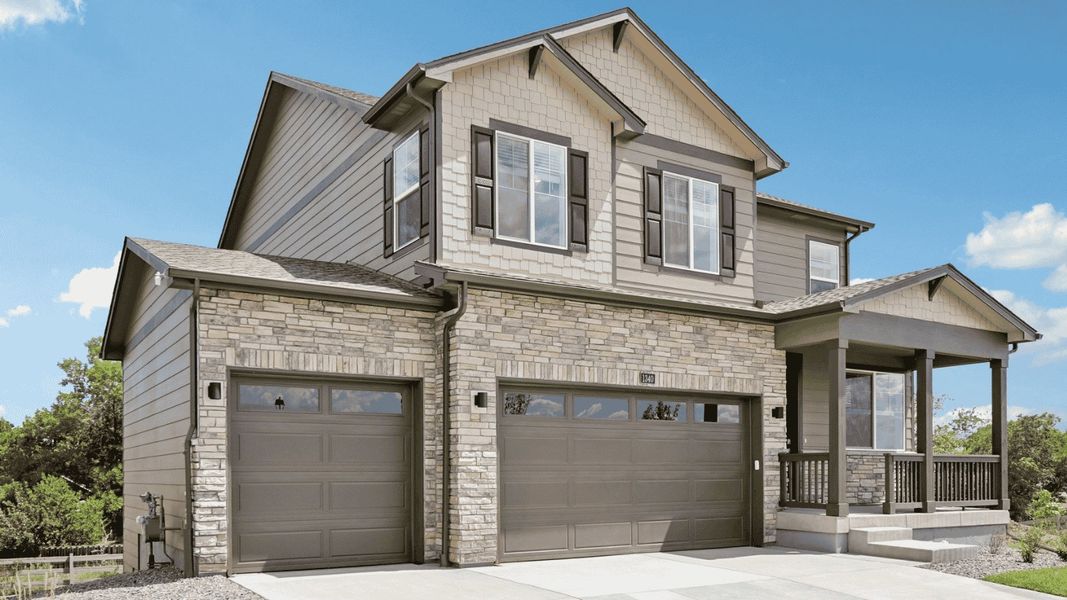 Front exterior of a new home in Vantage, Berthoud, CO, highlighting curb appeal (Image 2).