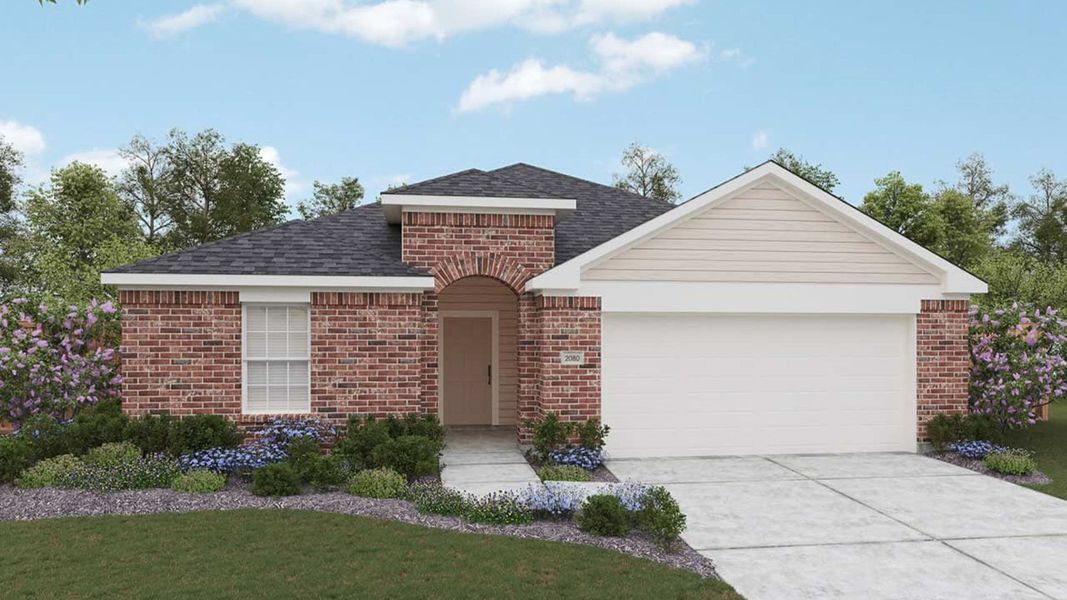 Representative exterior photo of a completed home built from the Paramount by DRB Homes in Carillon, Manor, TX (Image 19).