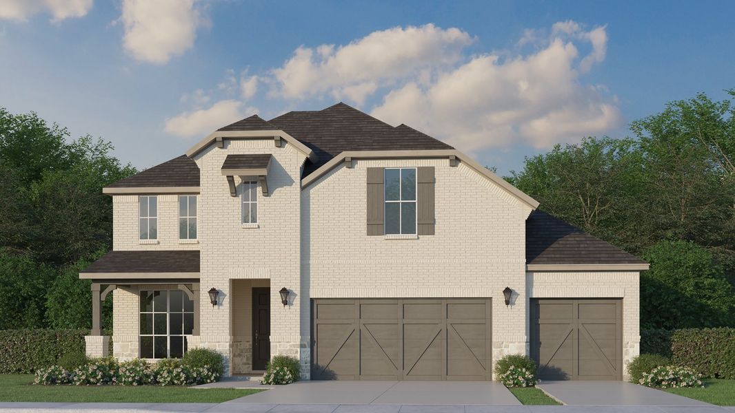 Plan 1542 Elevation B with Stone 3 Car Garage Plan 1542 Elevation B with Stone 3 Car Garage