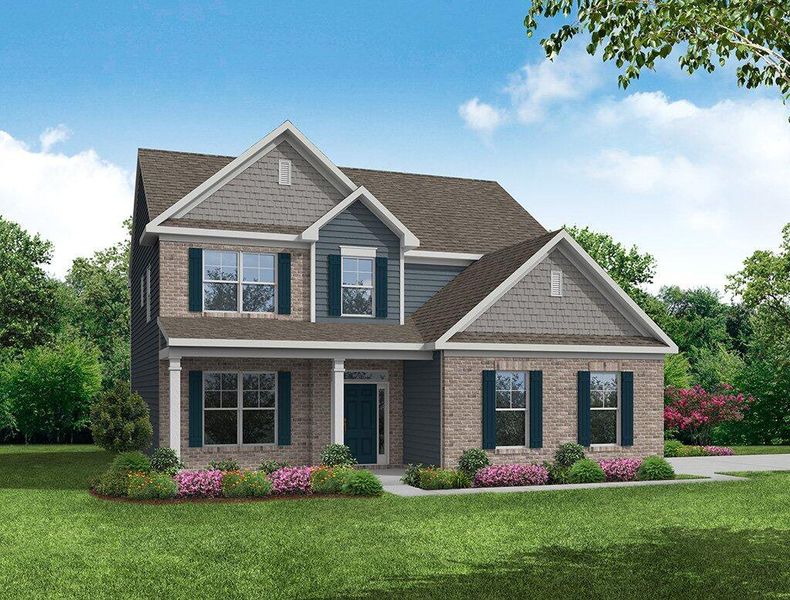 Front exterior of a new home in Marble Tree, Ball Ground, GA, highlighting curb appeal (Image 1). Front exterior of a new home in Marble Tree, Ball Ground, GA, highlighting curb appeal (Image 1).