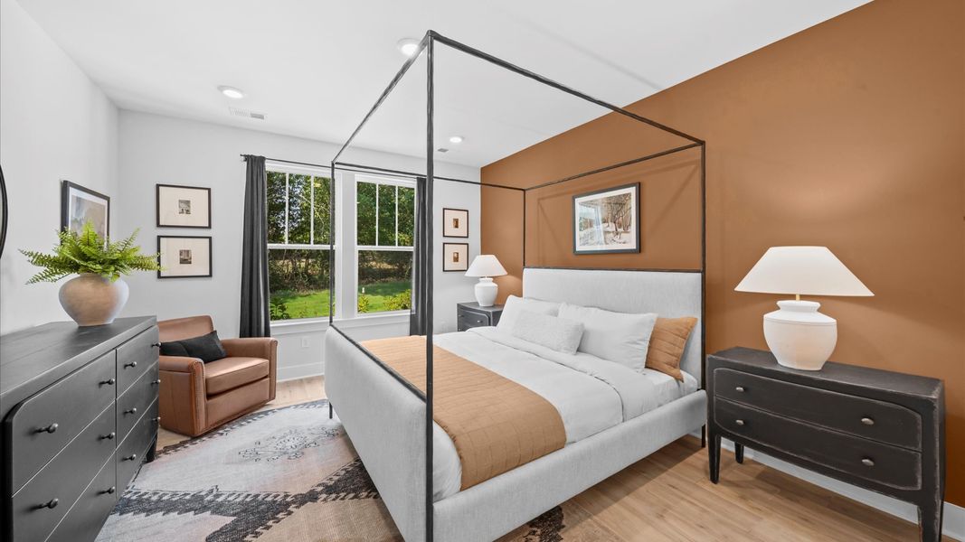 Highly skilled design shines in this elegant, restful primary suite near Downtown Fountain Inn