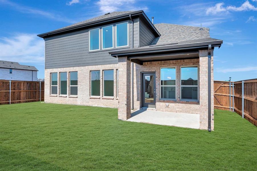 Exterior details and patio area of a home in Lily Creek at Sutton Fields, Aubrey (Image 3).
