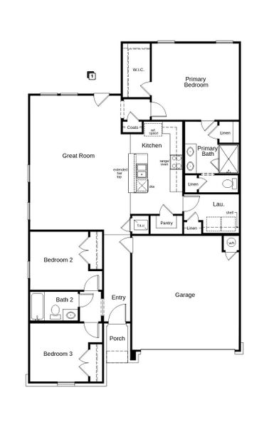 2D floor plan layout of this home in Hidden Trails, Belton, TX (Image 3).