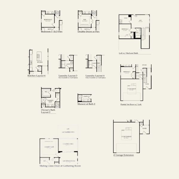 2D floor plan layout for the Hallmark by Del Webb in Carolina Riverside, Belmont, NC (Image 3).