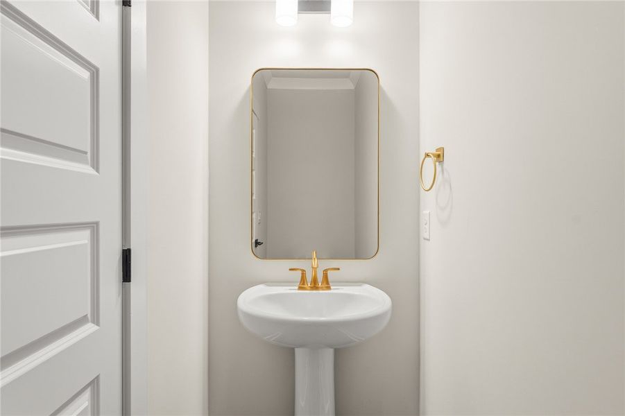 This sleek bathroom features modern fixtures and a