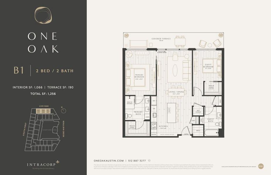 2D floor plan layout of this home in One Oak, Austin, TX (Image 3).