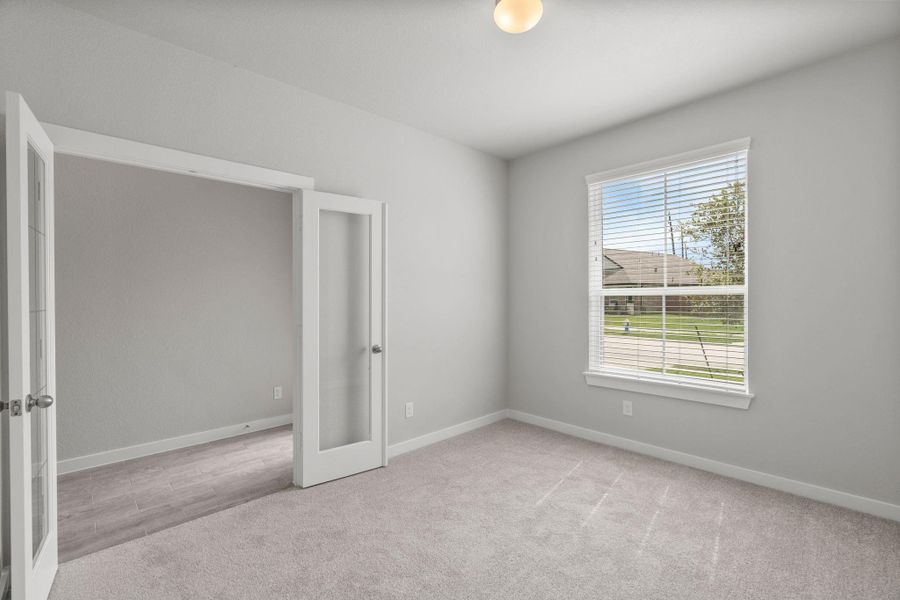 Home office with French doors. Home office with French doors.