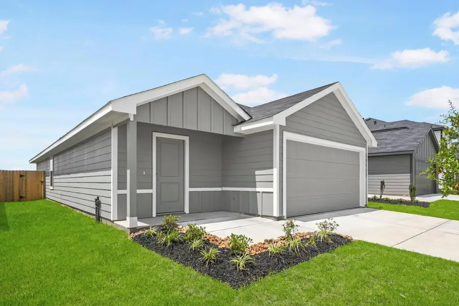 Front exterior of a new home in Sunset Valley, Hockley, TX, highlighting curb appeal (Image 1). Front exterior of a new home in Sunset Valley, Hockley, TX, highlighting curb appeal (Image 1).
