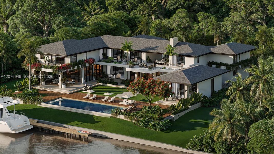 Back of Home, Pool, and Dock